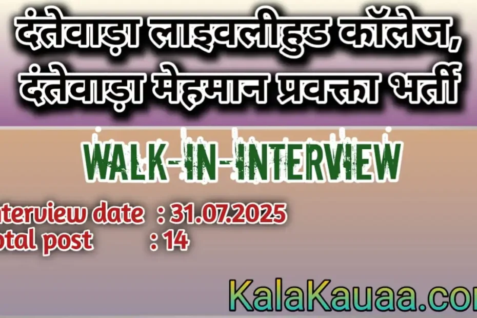 Dantewada Livelihood College Walk in interview 2025