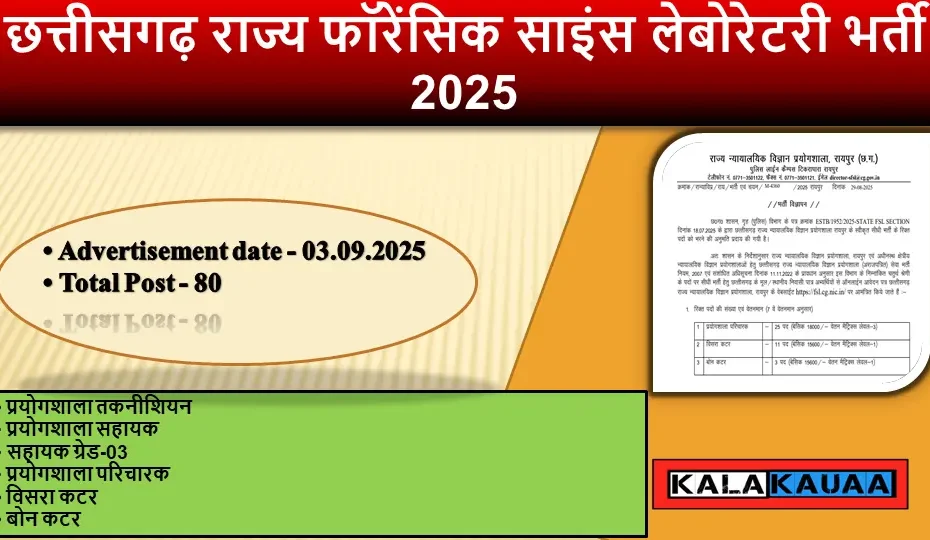 CG Forensic Science Laboratory FSL Vacancy 2025
