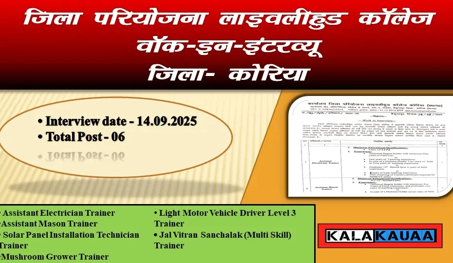 Korea Jila Pariyojna livelihood College Walk In Interview
